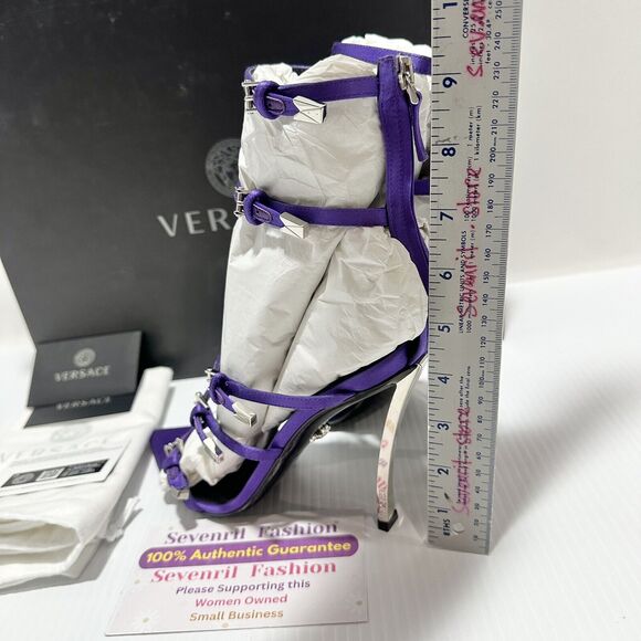 Versace Runway Pin-Point 37.5 Strappy Heel Sandals Purple Orchid NWT $1,575 - Picture 10 of 14